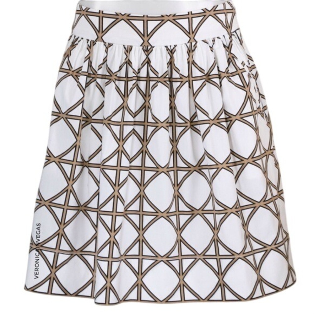 BANANA REPUBLIC WHITE GRAPHIC PRINT CIRCLE SKIRT